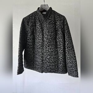 Chico's Charcoal Leopard Pattern Jacket
